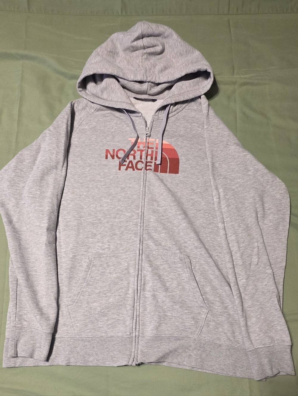 The North Face Grey Zip-Up Hoodie with Red Logo